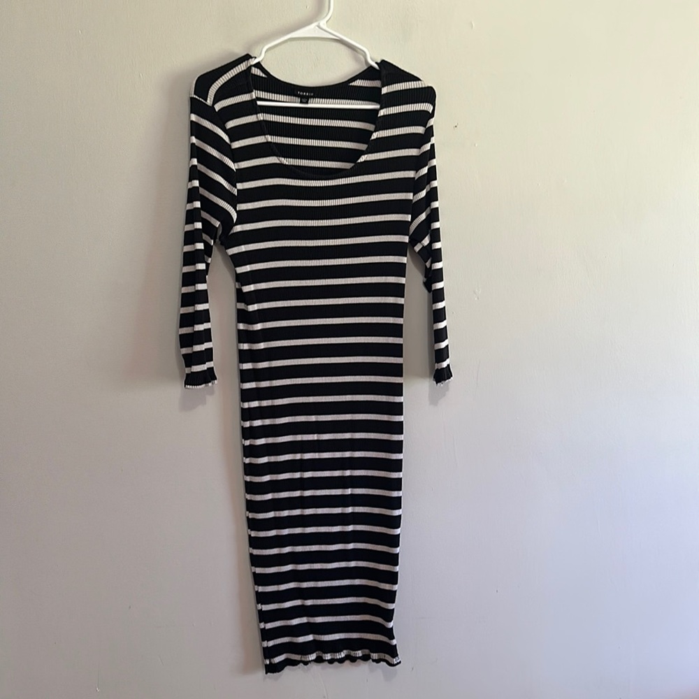 Torrid black white striped ribbed bodycon dress size 2